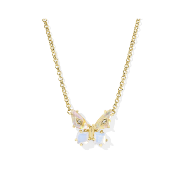 Bianca Butterfly Gold and Iridescent White Mix Short Pendant Necklace by Kendra Scott Kiefer Jewelers Lutz, FL