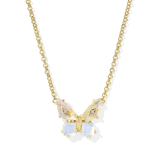Bianca Butterfly Gold and Iridescent White Mix Short Pendant Necklace by Kendra Scott Kiefer Jewelers Lutz, FL
