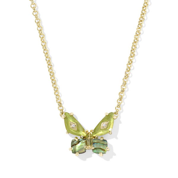 Bianca Butterfly Gold with Green Mix Short Pendant Necklace by Kendra Scott Kiefer Jewelers Lutz, FL
