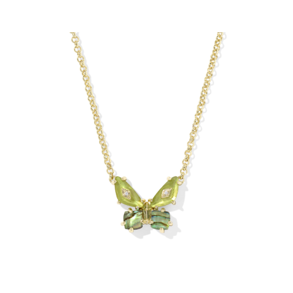 Bianca Butterfly Gold with Green Mix Short Pendant Necklace by Kendra Scott Kiefer Jewelers Lutz, FL