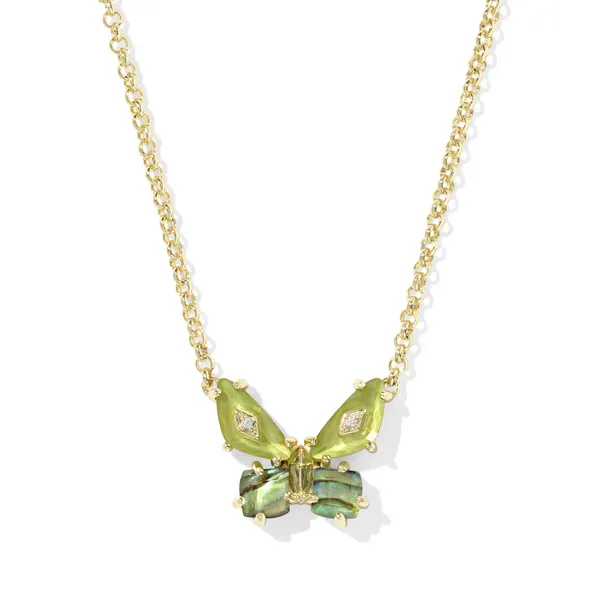 Bianca Butterfly Gold with Green Mix Short Pendant Necklace by Kendra Scott Kiefer Jewelers Lutz, FL