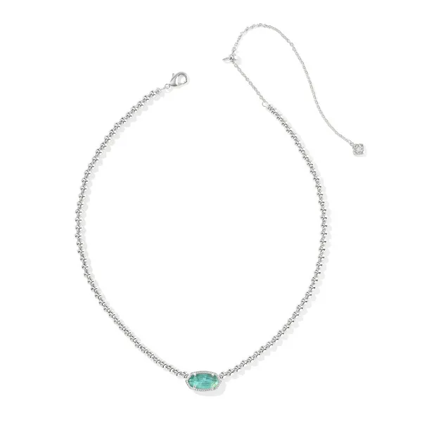 Elisa Beaded Silver Necklace with Bright Aqua Illusion by Kendra Scott Image 2 Kiefer Jewelers Lutz, FL