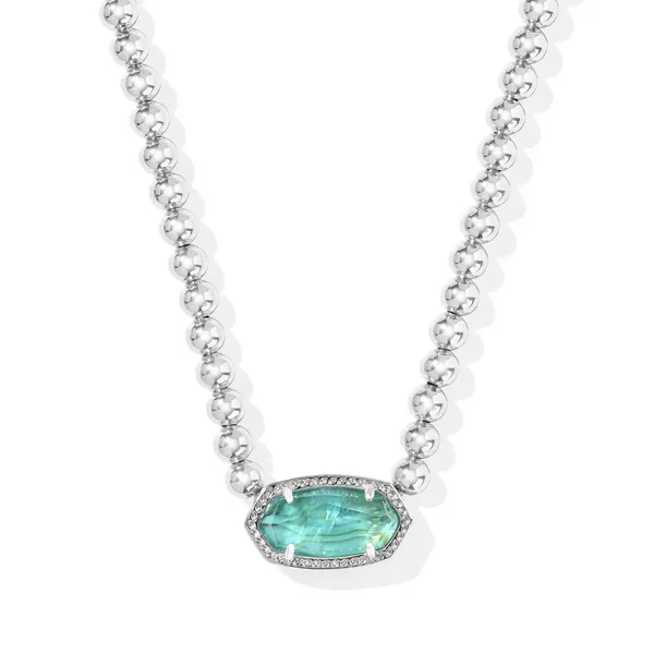 Elisa Beaded Silver Necklace with Bright Aqua Illusion by Kendra Scott Kiefer Jewelers Lutz, FL