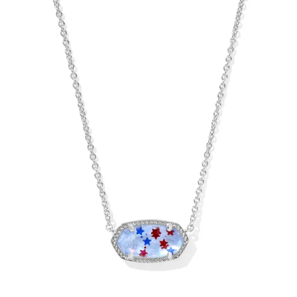 Elisa Silver Red, White, and Blue Illusion Short Pendant Necklace by Kendra Scott Kiefer Jewelers Lutz, FL