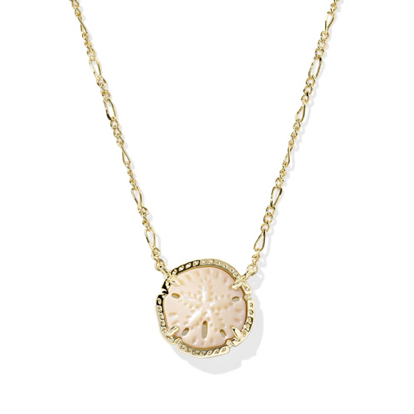 Sand Dollar Gold with Natrual Mother-of-Pearl Pendant Necklace by Kendra Scott Kiefer Jewelers Lutz, FL