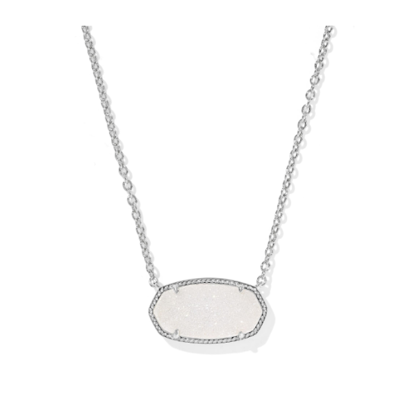 Elisa Silver Statment Short Pendant Necklace in Iridescent Drusy by Kendra Scott Kiefer Jewelers Lutz, FL