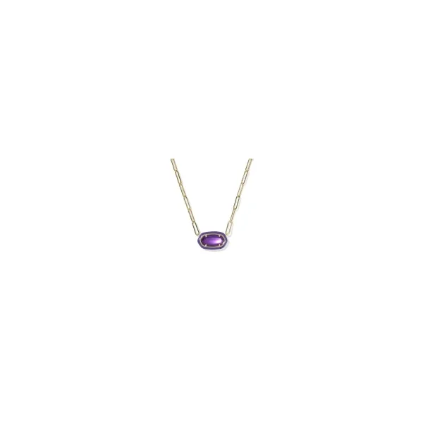 Elisa Enamel Frame Paperclip Necklace in Purple Mother-of-Pearl by Kendra Scott Kiefer Jewelers Lutz, FL