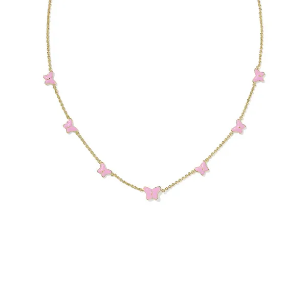 Lillia Butterfly Gold with Pink Enamel Strand Necklace by Kendra Scott Kiefer Jewelers Lutz, FL