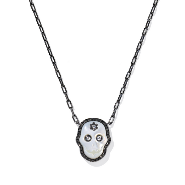 Skeleton Gunmetal with Ivory Mother-of-Pearl Short Pendant Necklace by Kendra Scott Kiefer Jewelers Lutz, FL