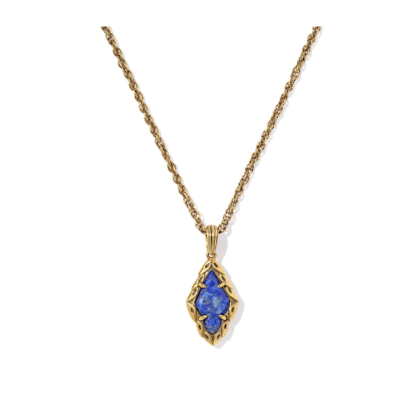 Adeline Gold with Blue Lapis Vintage Short Pendant Necklace Kiefer Jewelers Lutz, FL