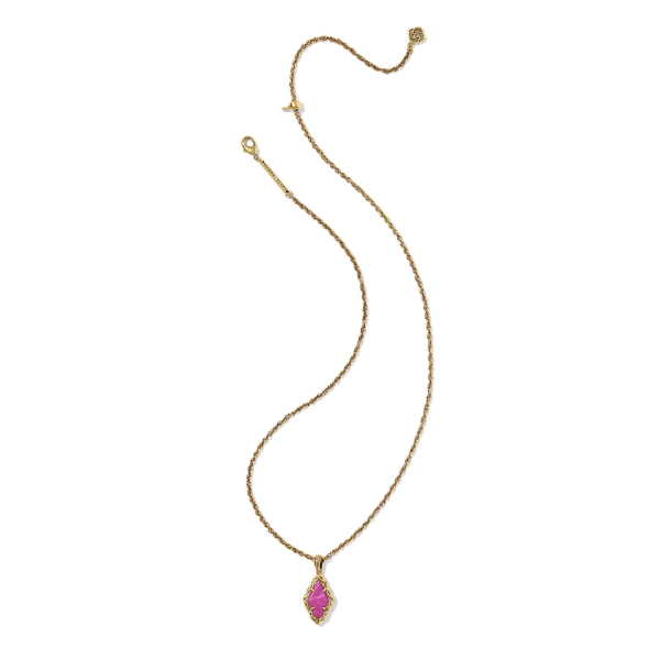 Adeline Gold with Dark Fuchsia Variegated Magnesite Vintage Short Pendant Necklace by Kendra Scott Image 2 Kiefer Jewelers Lutz, FL