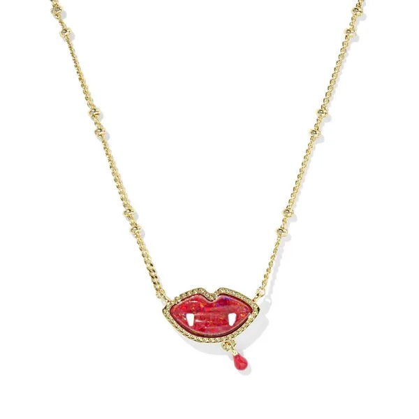 Vampire Gold with Lab Grown Red Opal Short Pendant Necklace by Kendra Scott Kiefer Jewelers Lutz, FL