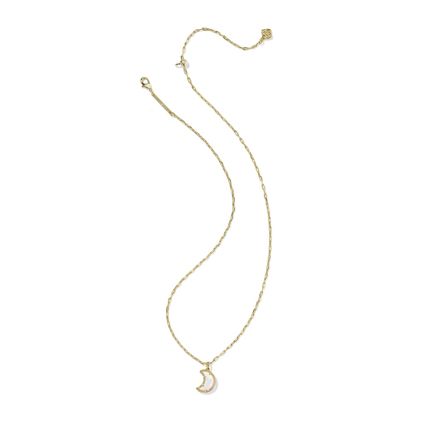 Moon Gold with White Opalescent Resin Short Pendant Necklace by Kendra Scott Image 3 Kiefer Jewelers Lutz, FL
