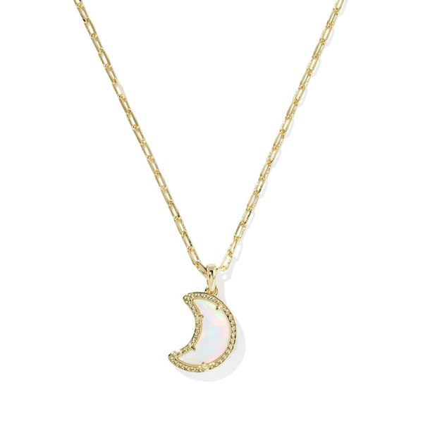 Moon Gold with White Opalescent Resin Short Pendant Necklace by Kendra Scott Kiefer Jewelers Lutz, FL