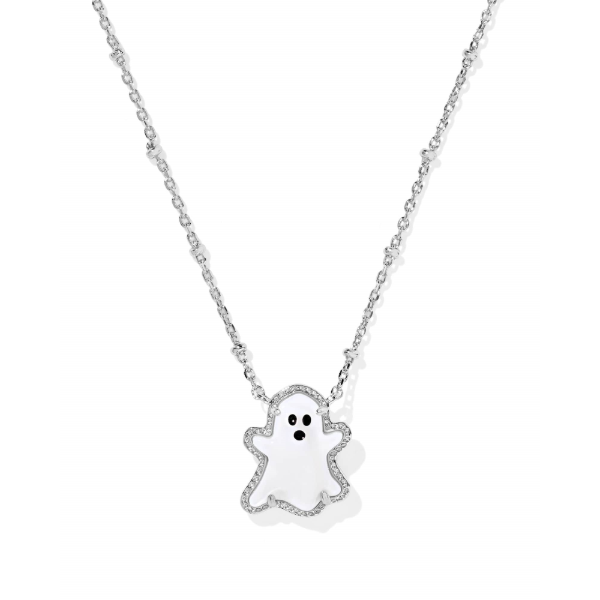 Ghost Silver with White Mother-of-Pearl Short Pendant Necklace by Kendra Scott Kiefer Jewelers Lutz, FL