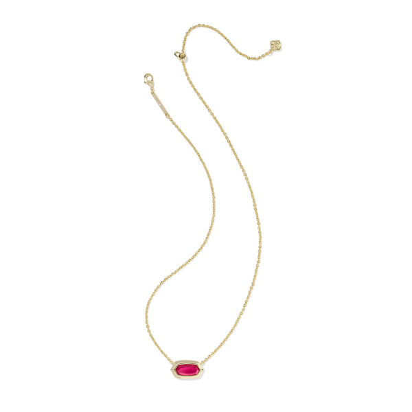 Elisa Bezel Gold with Carmine Red Illusion Short Pendant Necklace by Kendra Scott Image 2 Kiefer Jewelers Lutz, FL