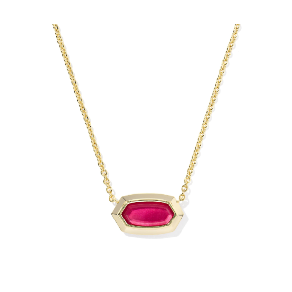 Elisa Bezel Gold with Carmine Red Illusion Short Pendant Necklace by Kendra Scott Kiefer Jewelers Lutz, FL