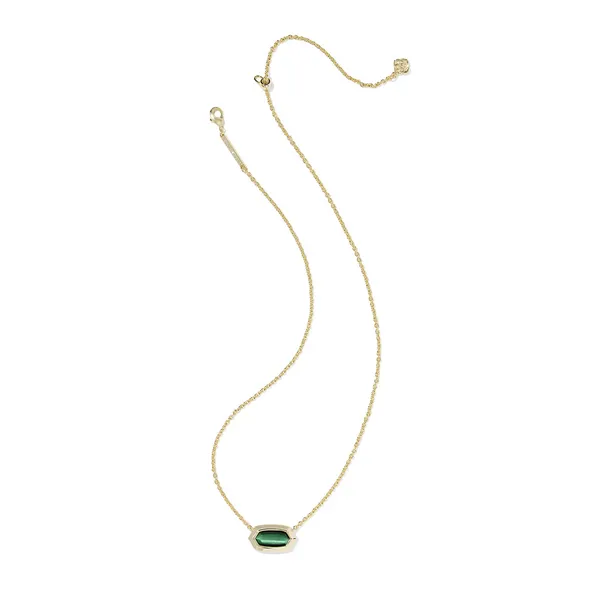 Elisa Bezel Gold with Green Tiger's Eye Short Pendant Necklace by Kendra Scott Image 2 Kiefer Jewelers Lutz, FL