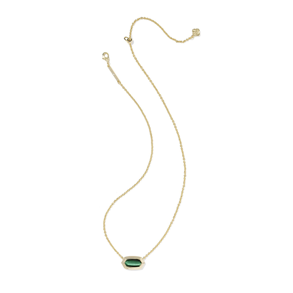 Elisa Bezel Gold with Green Tiger's Eye Short Pendant Necklace by Kendra Scott Image 2 Kiefer Jewelers Lutz, FL