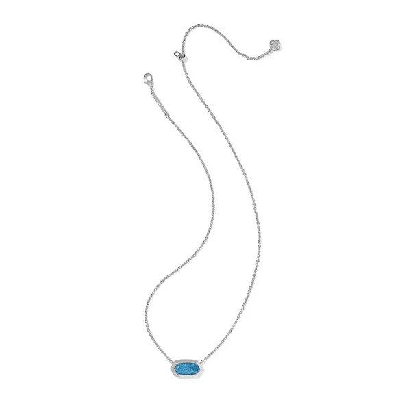 Elisa Bezel Silver with Variegated Indigo Magnesite Short Pendant Necklace by Kendra Scott Image 2 Kiefer Jewelers Lutz, FL