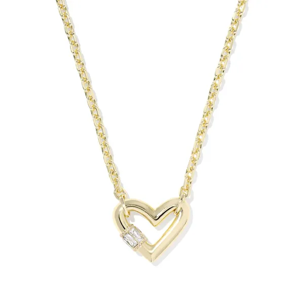 Emery Gold Heart with White Cubic Zirconia Short Pendant Necklace by Kendra Scott Kiefer Jewelers Lutz, FL