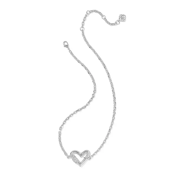Emery Silver Heart with White Cubic Zirconia Short Pendant Necklace by Kendra Scott Image 2 Kiefer Jewelers Lutz, FL