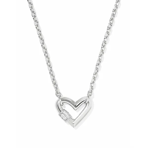 Emery Silver Heart with White Cubic Zirconia Short Pendant Necklace by Kendra Scott Kiefer Jewelers Lutz, FL