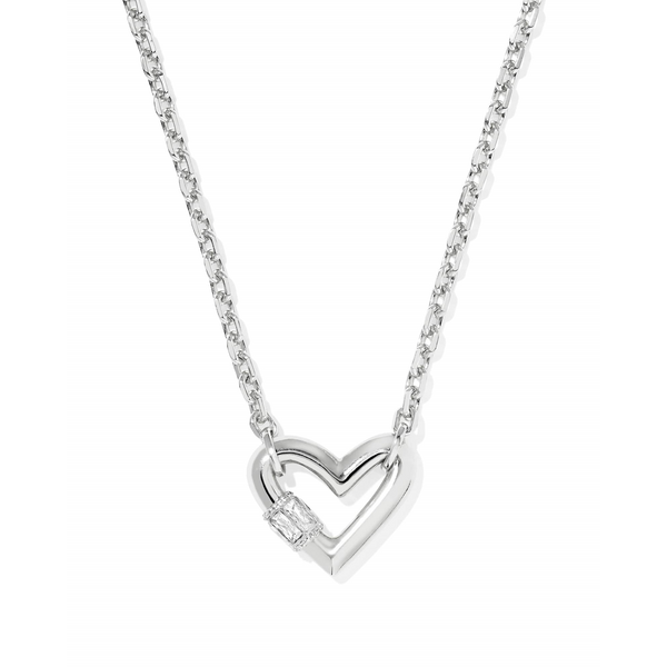 Emery Silver Heart with White Cubic Zirconia Short Pendant Necklace by Kendra Scott Kiefer Jewelers Lutz, FL