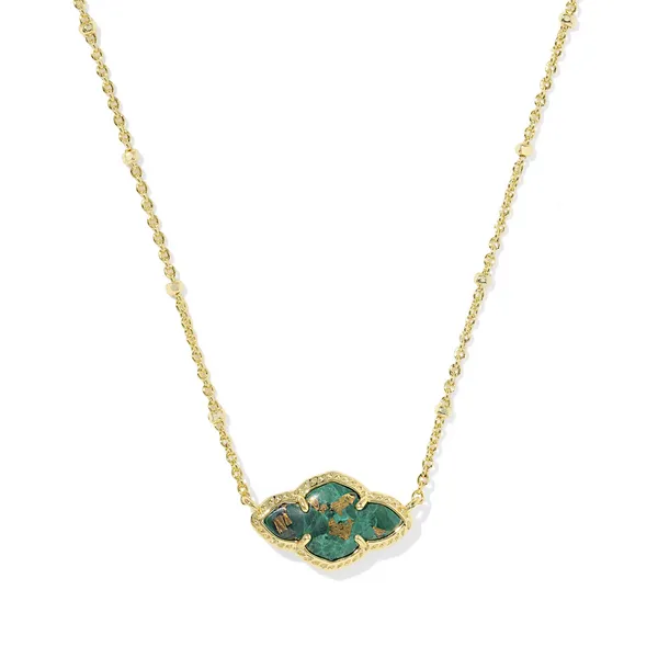 Abbie Gold with Bronze Veined Green Malachite Short Pendant Necklace by Kendra Scott Kiefer Jewelers Lutz, FL