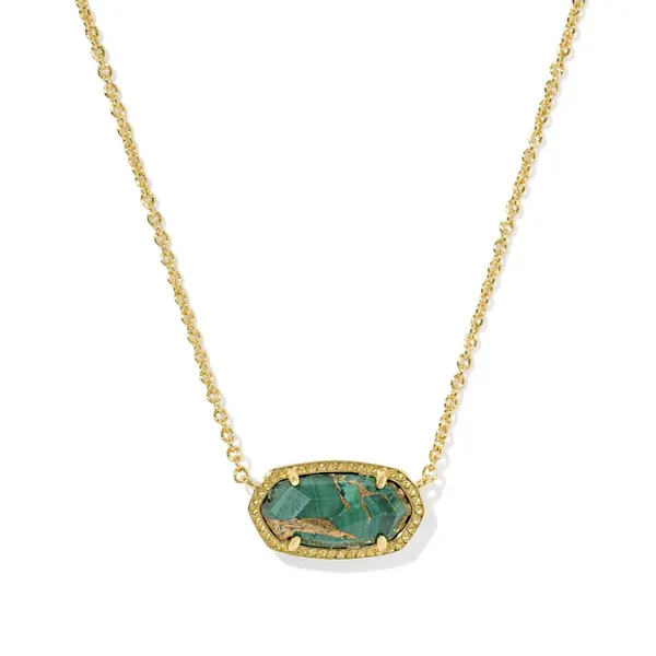 Elisa Gold with Bronze Veined Green Malachite Short Pendant Necklace by Kendra Scott Kiefer Jewelers Lutz, FL