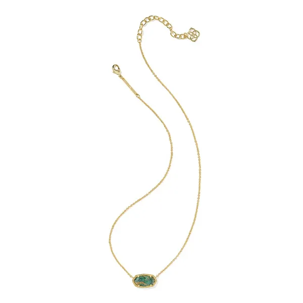 Elisa Gold with Bronze Veined Green Malachite Short Pendant Necklace by Kendra Scott Image 2 Kiefer Jewelers Lutz, FL