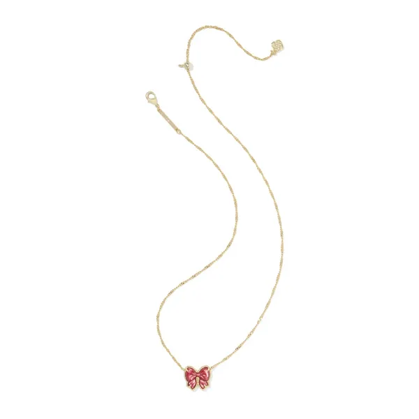 Haley Bow Gold with Scarlet Red Mother of Pearl Short Pendant Necklace by Kendra Scott Image 3 Kiefer Jewelers Lutz, FL