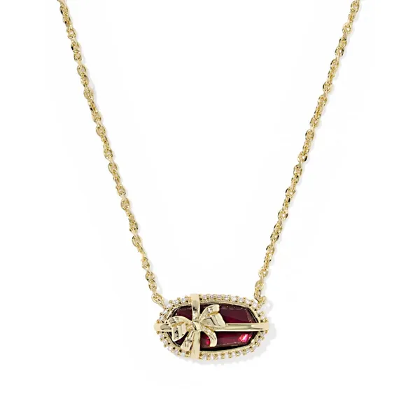 Elisa Bow Gold with Dark Burgandy Illusion Short Pendant Necklace by Kendra Scott Kiefer Jewelers Lutz, FL