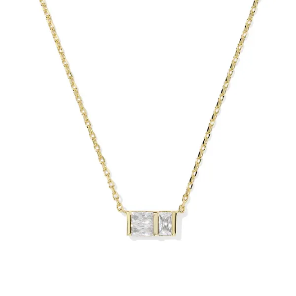 Jamie Gold with White Cubic Zirconia Short Pendant Necklace by Kendra Scott Kiefer Jewelers Lutz, FL