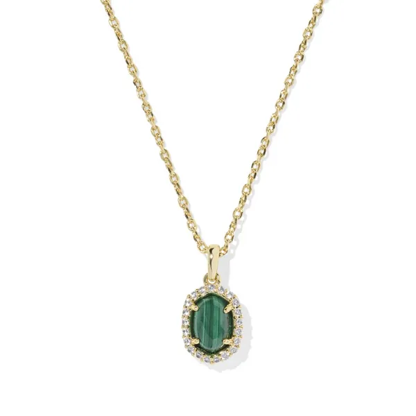 Daphne Gold with Green Malachite Crystal Frame Short Pendant Necklace by Kendra Scott Kiefer Jewelers Lutz, FL