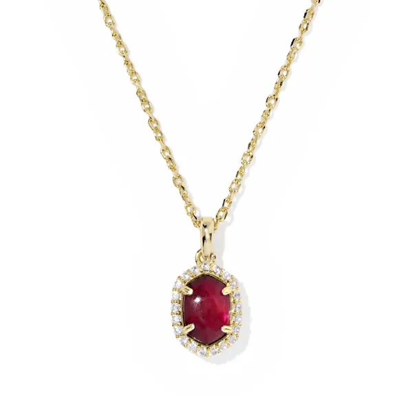 Daphne Gold with Dark Burgandy Illusion Crystal Frame Short Pendant Necklace by Kendra Scott Kiefer Jewelers Lutz, FL