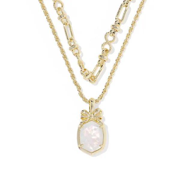 Daphne Bow Gold with Iridescent Crystal Ivory Illustion Multi Strand Necklace by Kendra Scott Kiefer Jewelers Lutz, FL