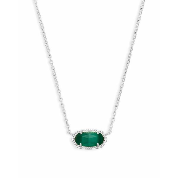 Kendra Scott Elisa Silver Emerald Cat's Eye Necklace Kiefer Jewelers Lutz, FL