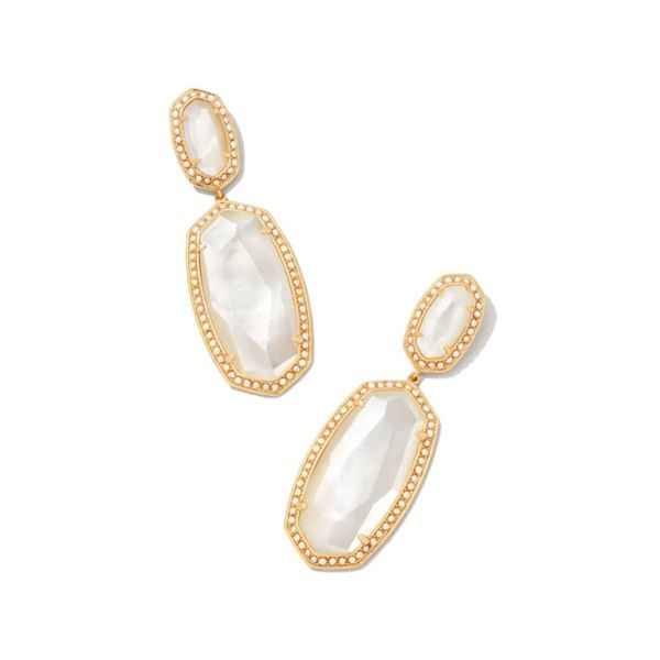 Kendra Scott Pearl Beaded Elle Gold Statement Earrings in Ivory Mother-of-Pearl Kiefer Jewelers Lutz, FL