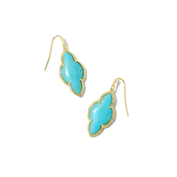 Kendra Scott Abbie Gold Drop Earrings in Variegated Turquoise Magnesite Kiefer Jewelers Lutz, FL