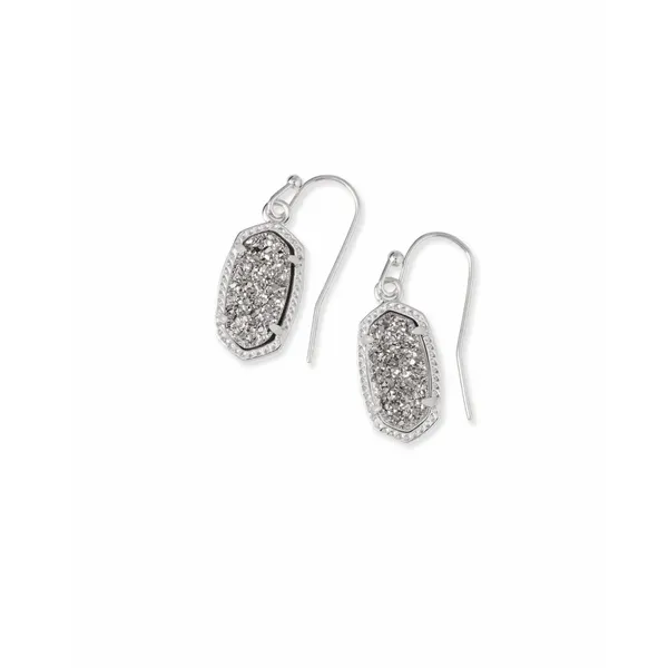 Kendra Scott Lee Silver Drop Earrings in Platinum Drusy Kiefer Jewelers Lutz, FL