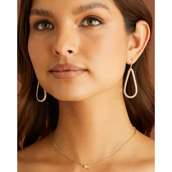 Kendra Scott Payton Gold Open Frame Earrings in White Crystal Image 2 Kiefer Jewelers Lutz, FL