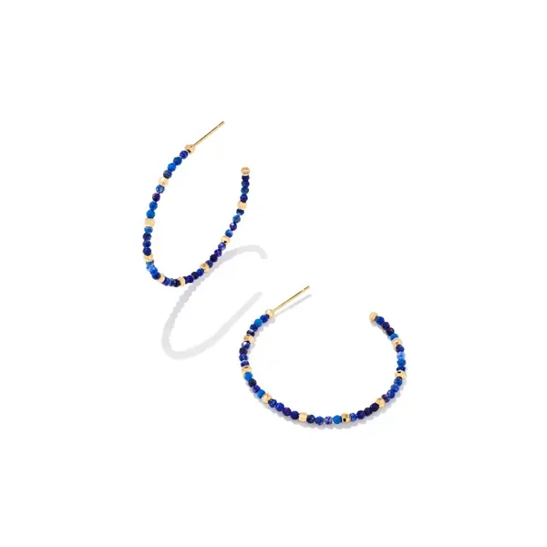 Kendra Scott Britt Gold Thin Blue Lapis Beaded Hoop Earring Kiefer Jewelers Lutz, FL
