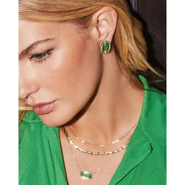Kendra Scott Ellie Baguette Gold Emerald Stud Earring Image 2 Kiefer Jewelers Lutz, FL