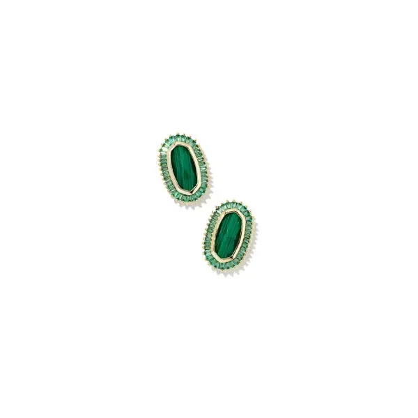 Kendra Scott Ellie Baguette Gold Emerald Stud Earring Kiefer Jewelers Lutz, FL