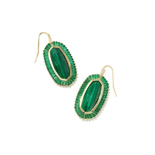 Kendra Scott Elle Gold Emerald Mix Baguette Drop Earrings Kiefer Jewelers Lutz, FL