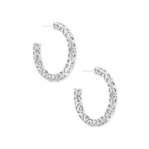 Kendra Scott Maggie Small Hoop Earrings in Silver Filigree Kiefer Jewelers Lutz, FL