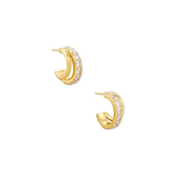 Kendra Scott Livy Gold White Crystal Huggie Earring Kiefer Jewelers Lutz, FL