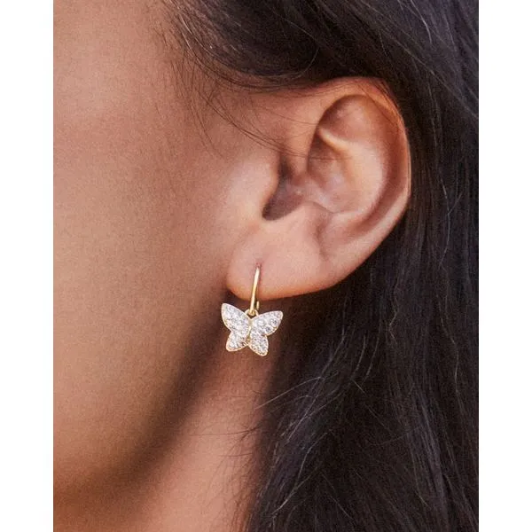 Kendra Scott Lillia Gold White Crystal Butterfly Drop Earring Image 2 Kiefer Jewelers Lutz, FL