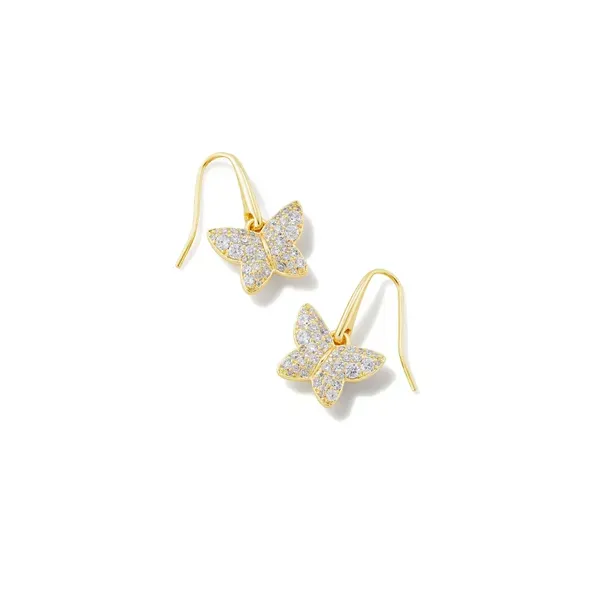 Kendra Scott Lillia Gold White Crystal Butterfly Drop Earring Kiefer Jewelers Lutz, FL